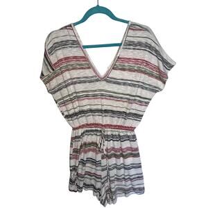 Juniors REALIZE striped smocked waist summer romper size large
